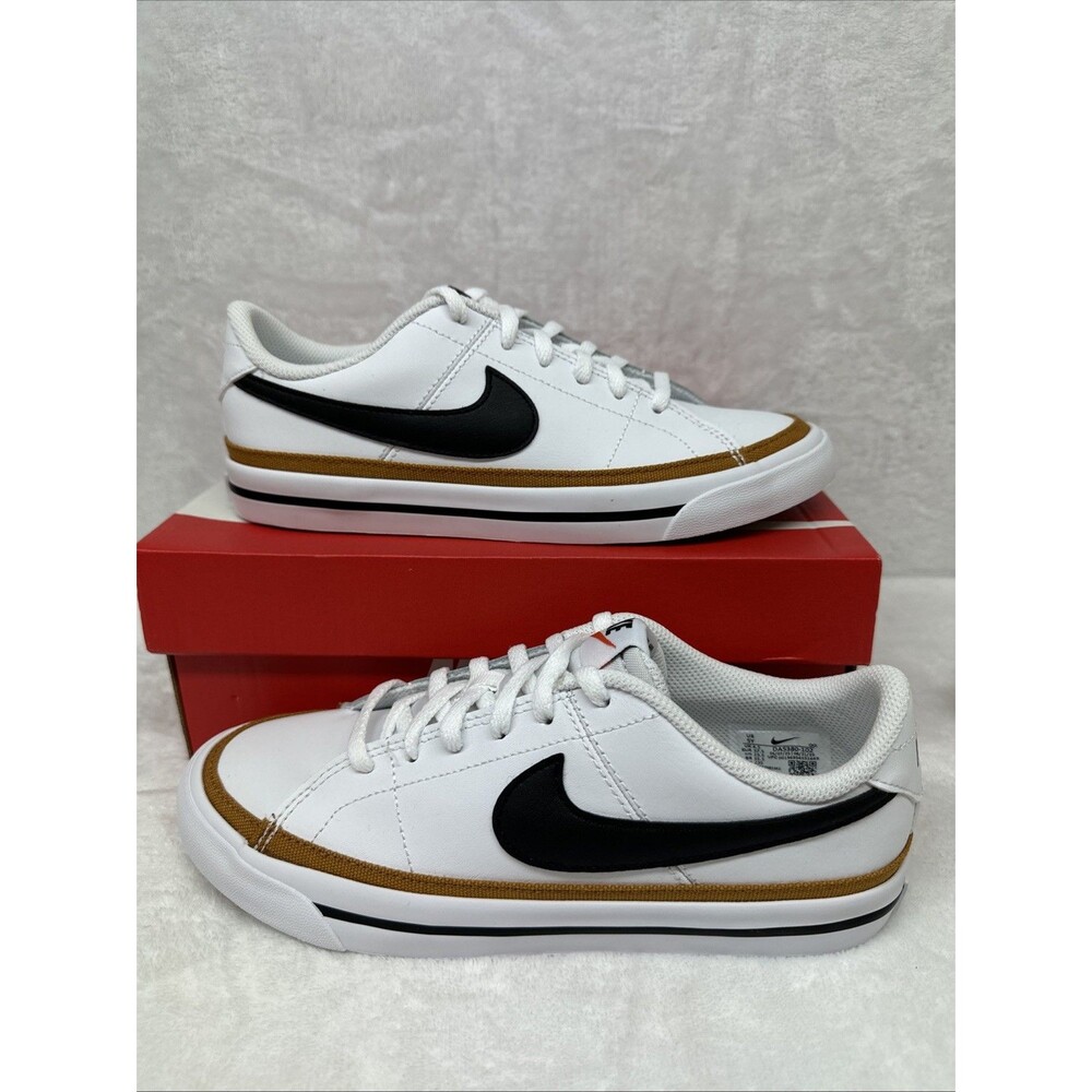 Nike Court Legacy GS 5Y White Black Desert Ochre DA5380-102 Low Top Sneakers